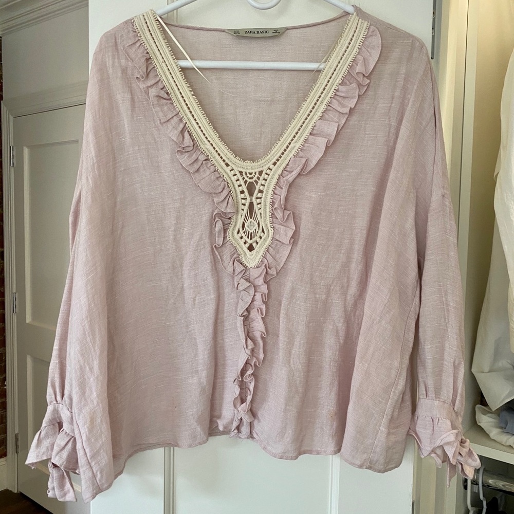 ZARA LINEN FLOWLY A LINE TUNIC TOP